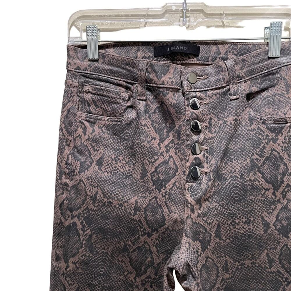 J BRAND Lillie Coated High Rise Skinny Jeans Snakeskin Size 27 - Picture 7 of 13